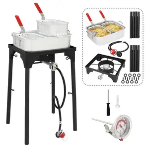 【Summervibes】Ubesgoo 18Qt Deep Fryer Pot, Aluminum Deep Fryer Pot with 58,000 BTU Propane Gas Burner, 2 Baskets & Thermometer for Outdoor Fry Cooking