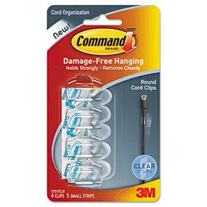 Command  Cord Clip Round .2 in. with Adhesive Clear 4-Pack pack of 4