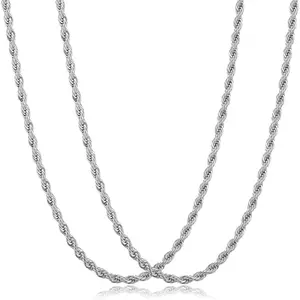 2PCS Chains for Men, Stainless Steel Twist Rope Chain Necklace for Women,Gold/Silver/Black Chain Necklace Gifts