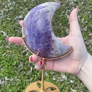 Amethyst Lace Agate Moon with Stand