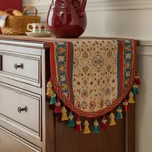 Luxurious Elegant Table Runner Tassel Edge Durable Fabric Christmas Party Decoration Brown Green Red Gold for Living Room Dining Formal Occasions Easy to Clean Home Event Decor Modern Traditional Style festive outdoor leg exercise equipment men woman