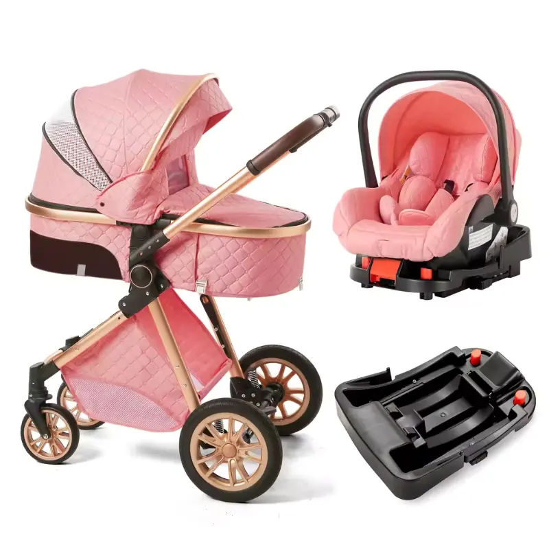 3-in-1 High-View Baby Travel System, Lightweight Pushchair with Wooden Handle, Essential Newborn Baby Travel Gear (Black Friday Pick), Lightweight Travel Stroller