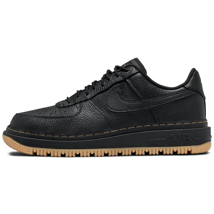 NIKE Air Force 1 Luxe 'Black Gum' Women's Solid Leather High Top Sneaker, Casual Retro Look Footwear for All-Day Comfort, Leather Upper, Narrow Fit