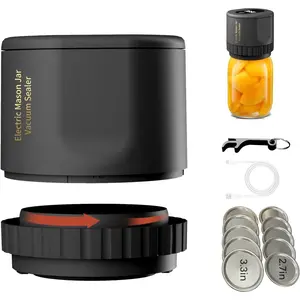Upgraded Electric Mason Jar Vacuum Sealer - Automatic Sealer for Wide Mouth & Regular Jars Portable Food Storage & Ferment Kit