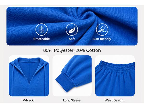 Fisoew Womens 2 Piece Lounge Matching Sets Hoodies and Shorts Sweatsuits | Long Sleeve, V Neck, Two Piece, Oversized, Pullover Sweatshirts, Tracksuit, Active, Athleisure, Fall Outfit, Travel Vacation