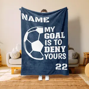 Customized Soccer Blanket, Personalized Soccer Goalie Gift, Personalized Soccer Gifts, Soccer Blanket, My Goal Is To Deny Yours