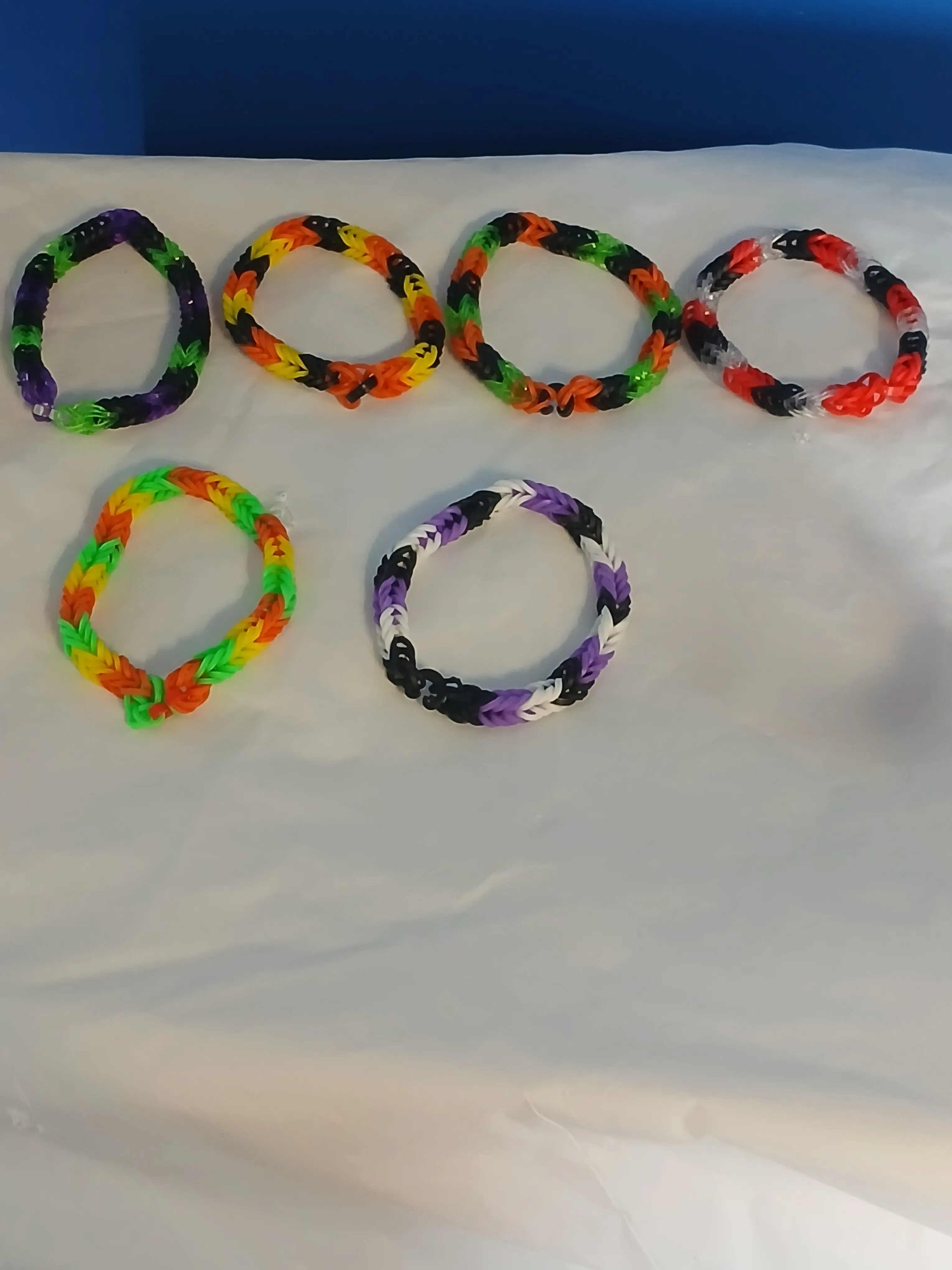 Halloween Rainbow Loom Bracelet Bundle Handmade Stretchy Bands Size 7" for Festive Fun