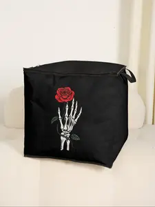 Rose Flower Printed Blanket Storage Bag, Cute and Practical Kids Bedding Organizer, Travel Organization Pouch, Durable Material, Easy Carry Handle, Home Use