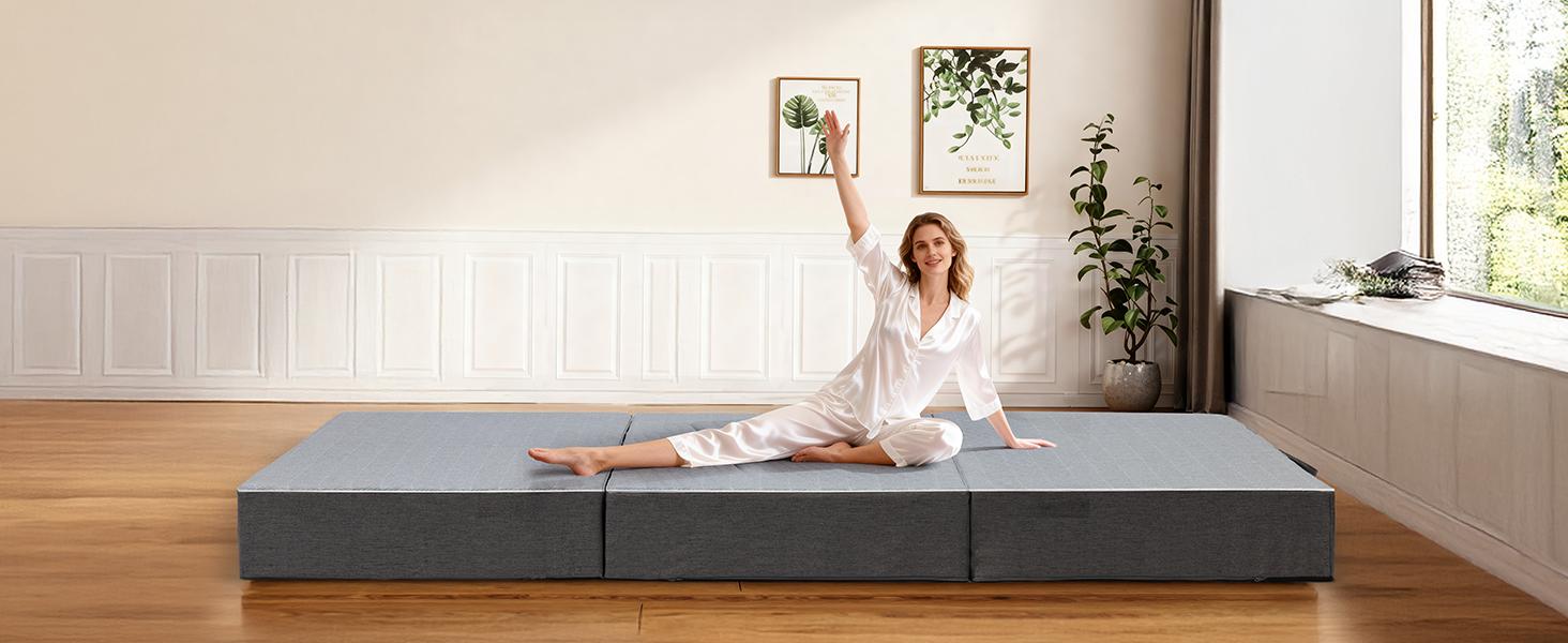 WINZOO Modern Twin Size 6-Inch Dual-Layer Memory Foam Futon Mattress - Portable Sofa Bed with Removable Washable Cover, Handle, Non-Slip Bottom for Guests, Camping WINZOO Modern Twin Size 6-Inch Dual-Layer Memory Foam Futon Mattress - Portable Sofa Bed with Removable Washable Cover, Handle, Non-Slip Bottom for Guests, Camping