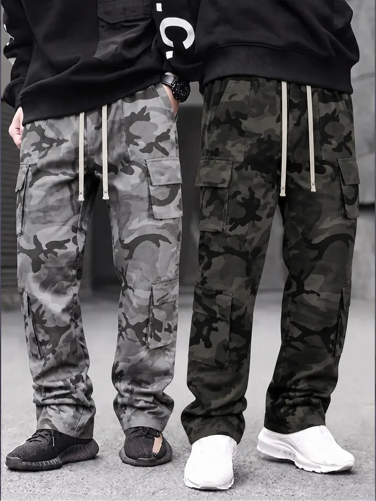 Men’s solid-color tactical work pants – two-piece set, no belt, multiple pockets, durable for outdoor hiking and casual wear (regular fit); hiking pants, trekking pants, long hiking pants, trail pants, outdoor hiking pants, professional hiking pants