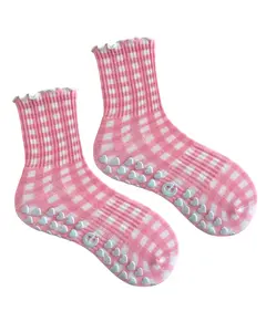 Pink/Blue Gingham Grip Sock