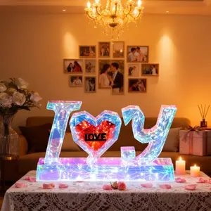 Letter-Shaped Rainbow Light Valentine's Day Gift Romantic Holiday Cottage Ornament for Anniversaries Weddings Birthdays Christmas
