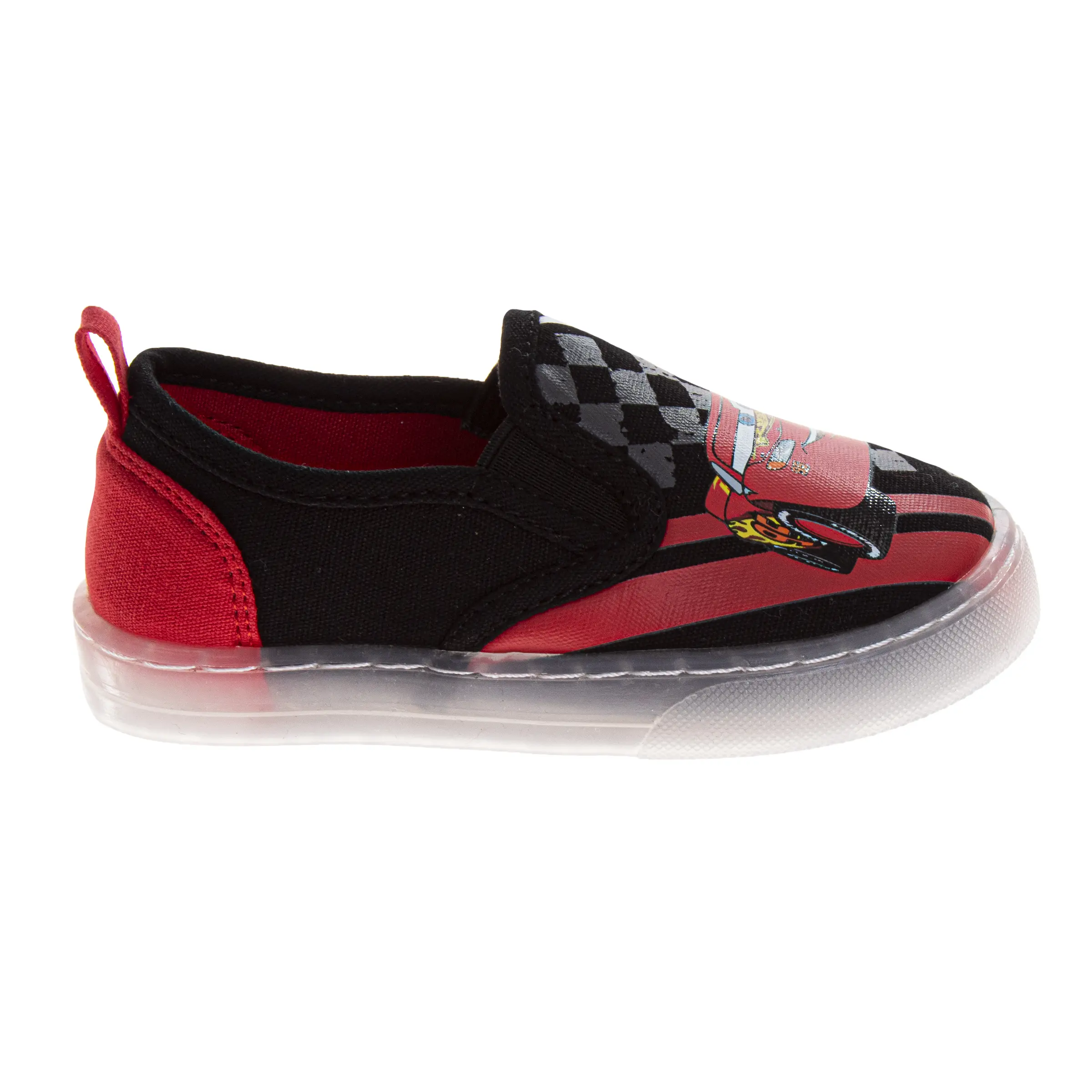 JOSMO KIDS Toddler Boys' Lightning McQueen Round Toe Trainers, Light-Up LED Slip-On Canvas Sneakers, Led Shoes
