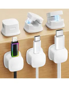 6-Pack Magnetic Cable Clips Cord Organizer-Cables Smooth Adjustable,  Desk Cable Management Accessories,Cord Holder Clips Wire Holder Keeper for Desktop,Nightstand,Home Office,Workspace,Phone