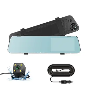 4.3-inch HD 1080P Dual Lens Rearview Mirror Dash Cam with GPS & Taiwan Radar Detector