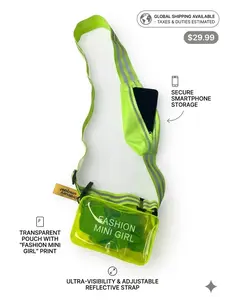 Neon Clear Crossbody Bag, Stadium Approved Transparent Purse with Reflective Strap & Integrated Phone Pocket, Perfect for Concerts, Festivals & Sports Events for Women/Teens