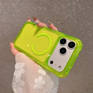 Neon Color Bumper Shockproof Magnetic Phone Case For iPhone 17 pro max 17 Air Wireless Charging Clear Armor Cover
