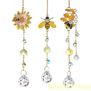 3 Pack Sun Catcher Crystal Honeycomb Bee Ornaments Crystals Bumble Bee Honeycomb with Glass Prisms Decor Garden Suncatcher Window Hanging Gifts for Women,Bee Lovers, Window Decoration, Seasonal Ornament, Bee Theme, Natureinspired Decor, Artistic