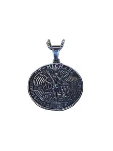 The Armored Kingdom Saint Michael Sword Necklace Silver High-Grade Stainless Steel Celestial Battle Strength for Those Who Serve Hypoallergenic Tarnish-Resistant Royal Gifts Included Archangel