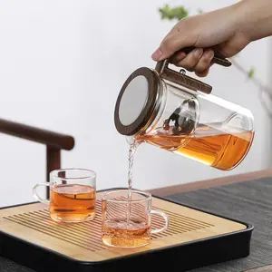 EnchantiPot Magic Tea Infuser - Magnetic Loose Leaf Glass Teapot with Strainer, Faux Wood Handle, Borosilicate Glass, Perfect for Tea Lovers & Witchcraft Enthusiasts Magic teapot set