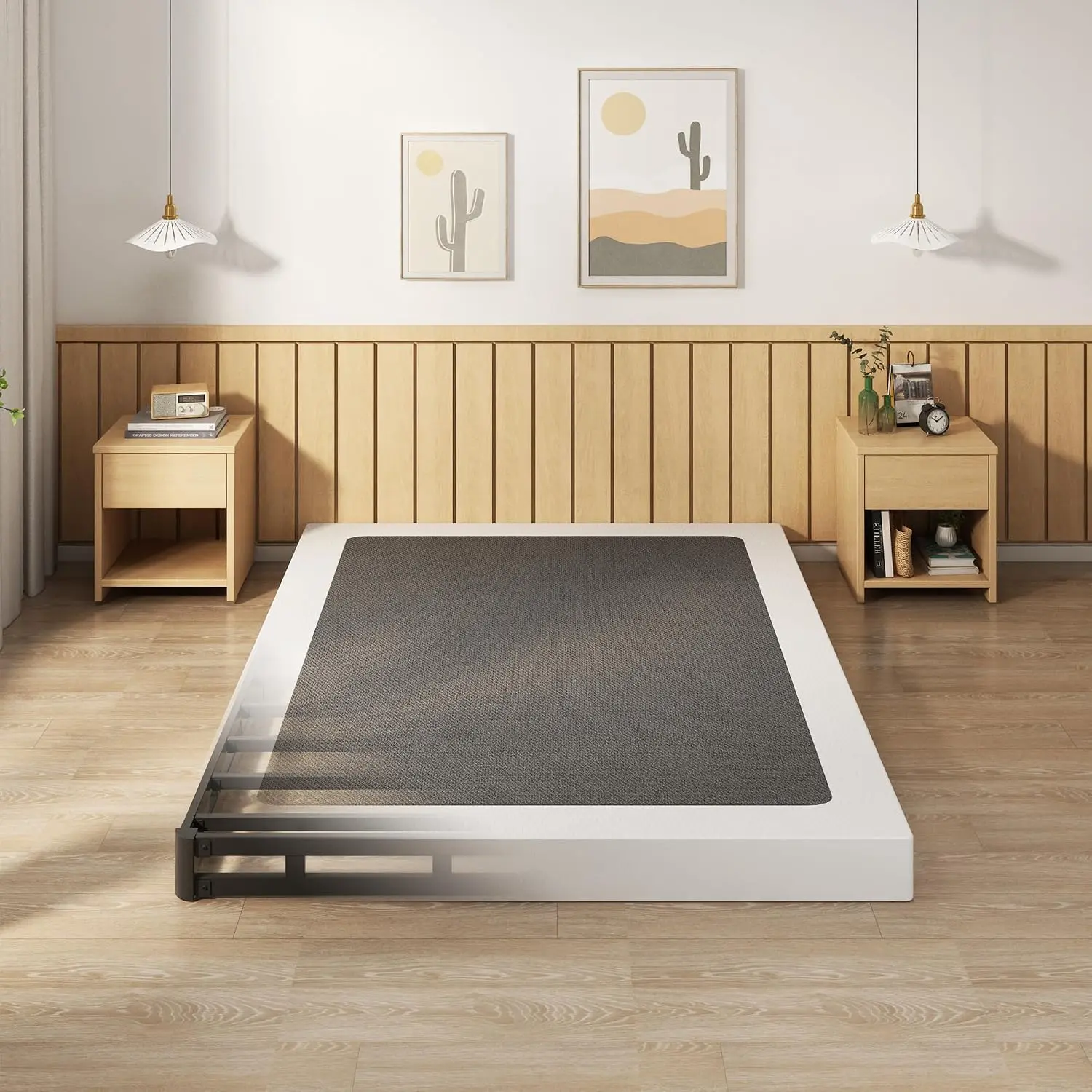 5 Inch Box Spring Full Size Metal Bed Base with Fabric Cover | Heavy Duty Mattress Foundation, 3000LBS Max Weight Capacity, Noise Free, Easy Assembly, Non Slip, Black