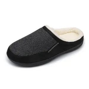 DREAM PAIRS Men's Cozy Memory Foam Slippers with Fuzzy Wool-Like Lining, Slip-on Washable Indoor Outdoor House Shoes
