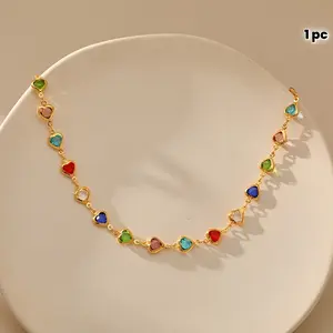 1pc Delicate And Fashion Heart-shaped Artificial Diamond Collarbone Chain, Fashion Necklace