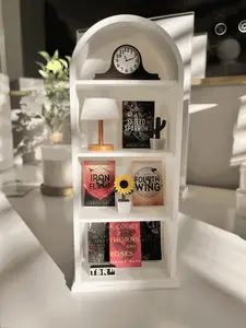 Rounded Mini Bookshelf Bundle Decor Gift with 7-10 Surprise Mini Books Accessory Kit Customizable Color and Genre Perfect for Book Lovers and Bookworms