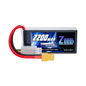 Zeee 2S 2200mAh Shorty Lipo Battery 7.4V 50C RC Battery with XT60 Connector Soft Pack for 1/16 Slash RC Car RC Truck RC Helicopter Airplane Quadcopter Drone RC Boat Racing Models remote control