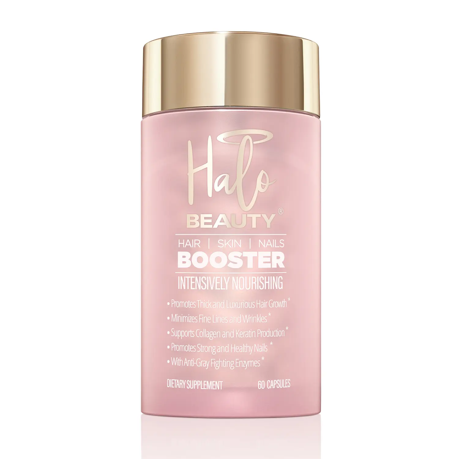 Halo Beauty Booster - Intensively Nourishing Hair Skin & Nails Vitamin - Anti-Aging 3-in-1 Collagen Solution for Women's Hair Growth Support - 60 Capsules