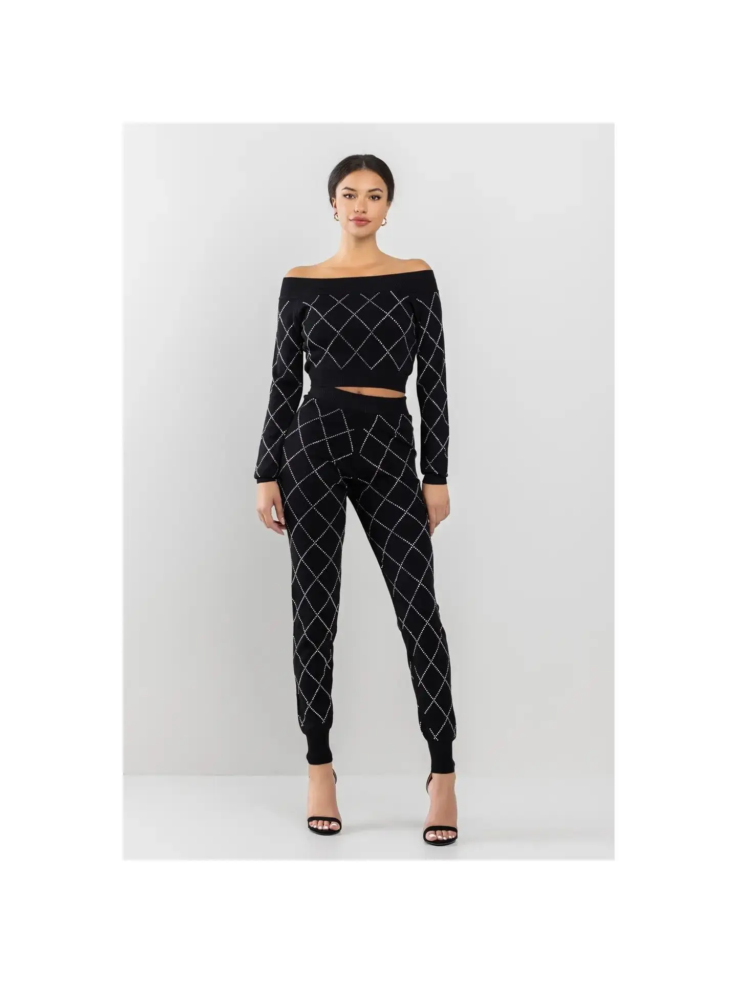 Rhinestone Sweater Pants set