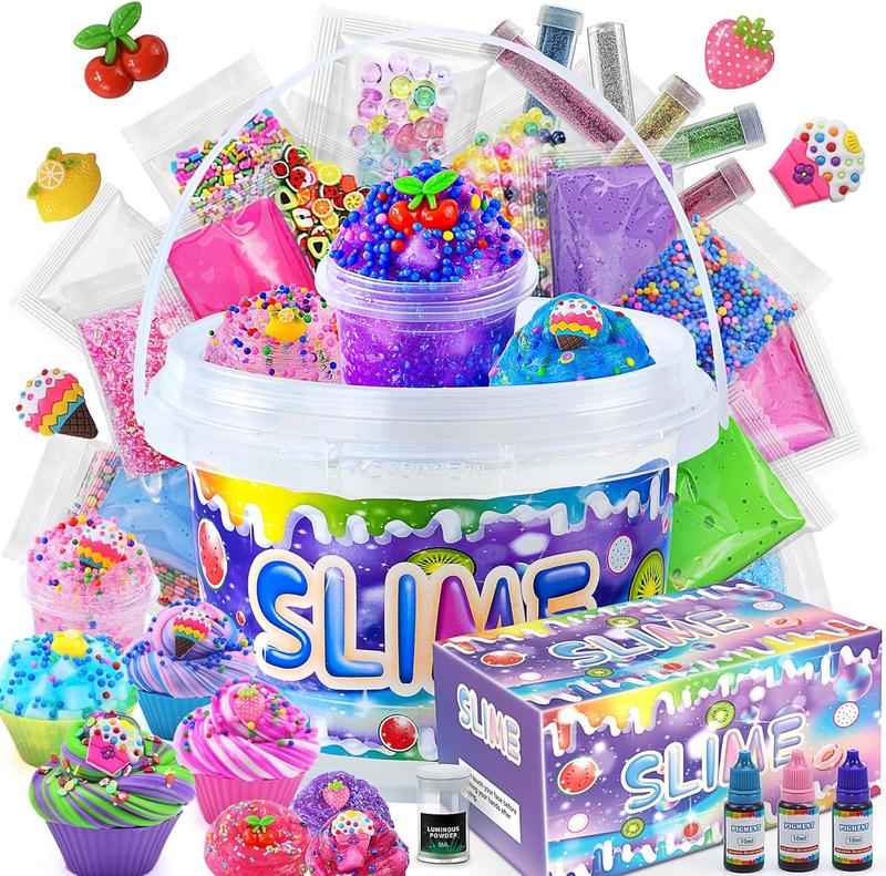 Valentine's Day Gift Clear Slime Making Kits with Premade Slime for Kids DIY with 35 Sets Add-ins Jumbo Kit for 6-12 Years Old Girls Boys Present Party Favors