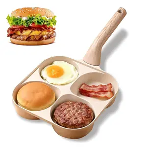 4-in-1 Multifunctional Non-stick Egg Frying Pan for Eggs, Pancakes & Burgers | Easy Clean Beige Cookware Versatile Non-Stick Pan for Quick Family Breakfasts