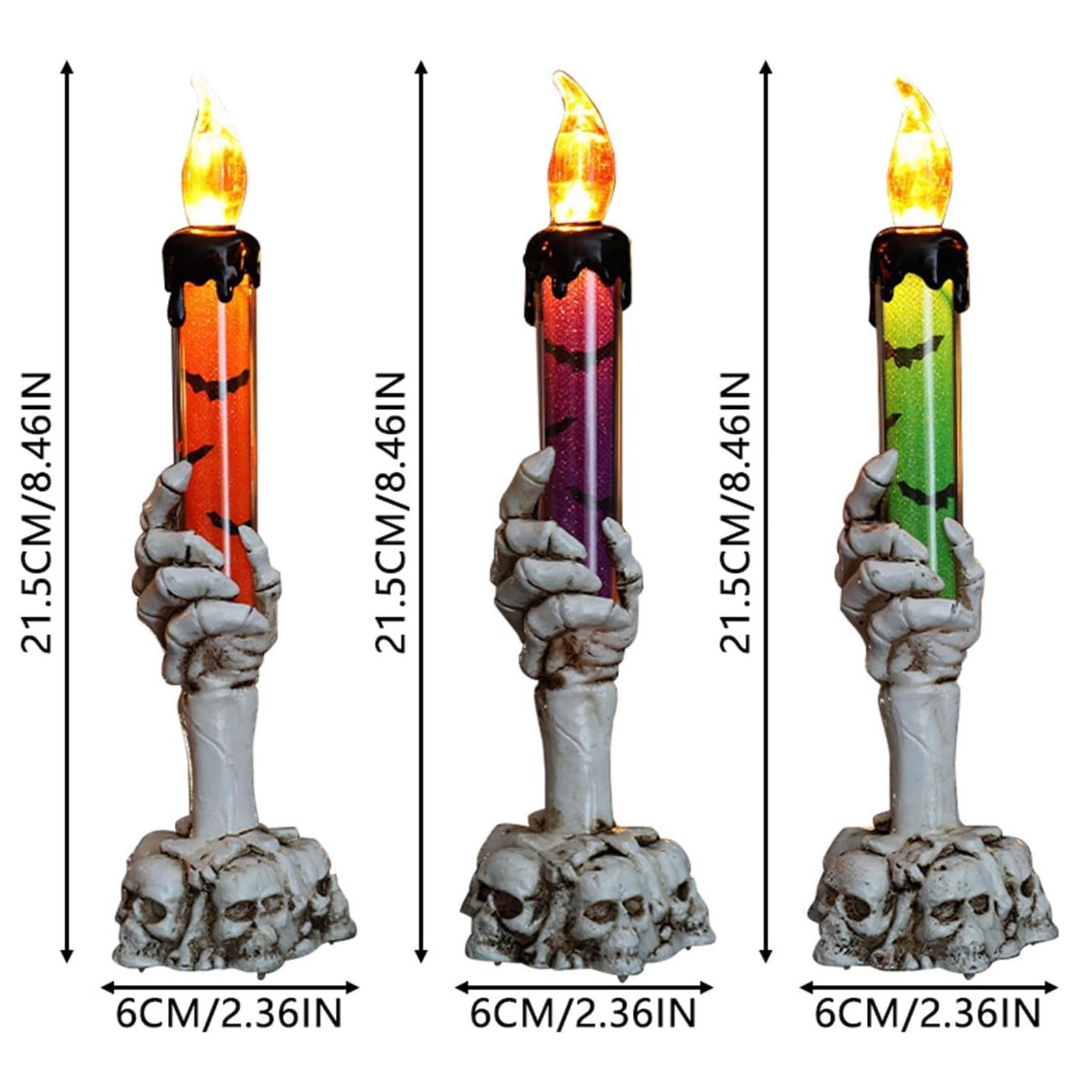 Halloween Vivid Resin Skeleton Hand Finger Candle Holders (Battery-Included), 2026 Halloween Delicate Bar Home Party Desktop Tea Light Holders Decor Halloween Vivid Resin Skeleton Hand Finger Candle Holders (Battery-Included), 2026 Halloween Delicate Bar Home Party Desktop Tea Light Holders Decor