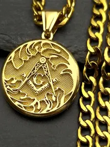 Mason Badge Freemasonry Symbol Pendant Necklace for Women Men Stainless Steel Gold Silver Color Amulet Chain \Gift