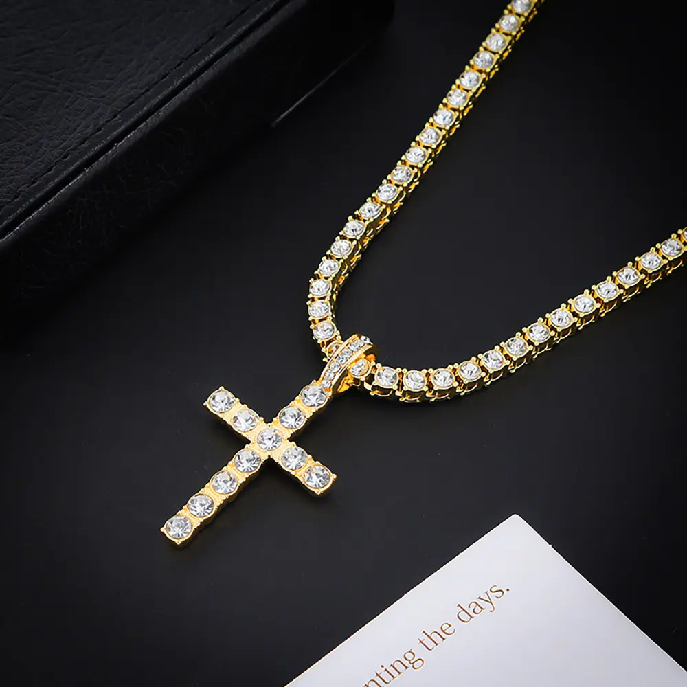 Gold pendant+20 inch tennis chain