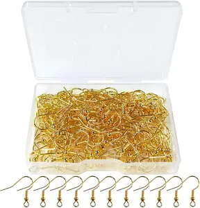 120pcs Earring Hooks with Ball and Coil, Hypo Allergenic Plated Gold Ear Wires with Transparent Storage Box, for DIY Jewelry Making