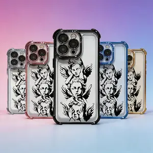 Three Wise Angels Shockproof Phone Case for iPhone 17 16 15 14 13 12 11 Pro Max, Reinforced Corner Drop Protection Clear Case, Electroplated Bumper Non-Yellowing Cover