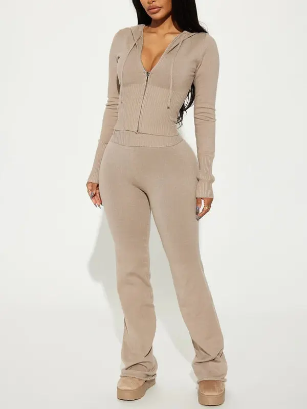 Lena Sweater Pant Set - Oatmeal Top & Pants Set for Women Comfortable & Stylish Womenswear