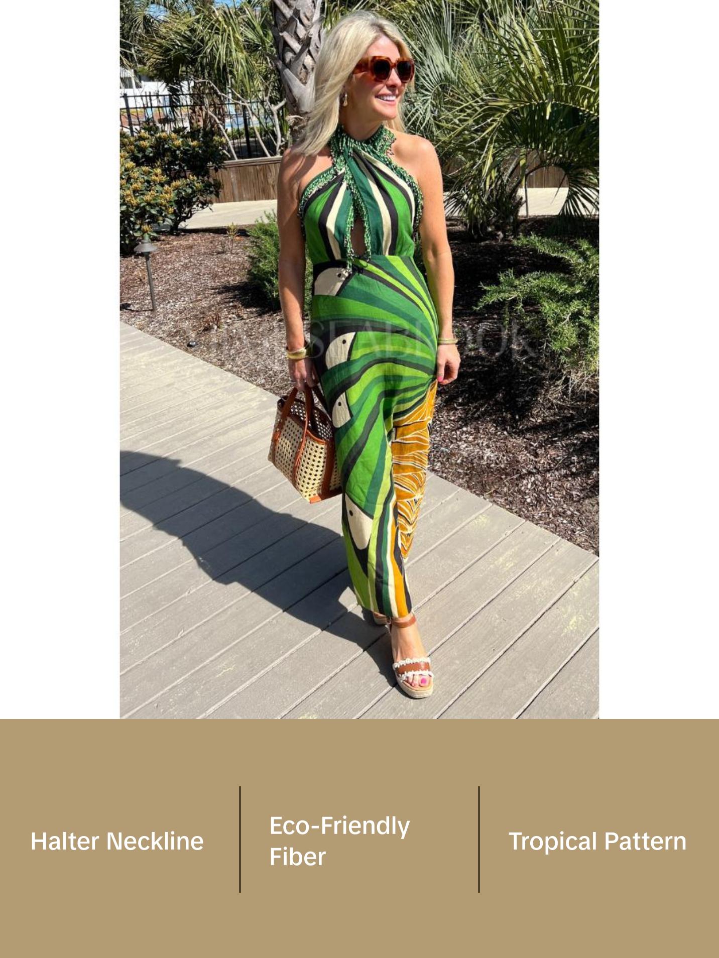 knee length dresses for ladies FARM RIO Toucans Scarf Maxi Dress In Multi main image 1