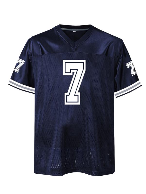 Men's American Football Jersey - Breathable Athletic Top, Embroidered, V-Neck, Short Sleeve, Loose Fit for Casual, Streetwear & Sports Activities