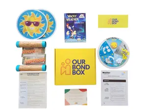 Our Bond Box - Weather Watchers Kids Bonding Box with Wacky Weather Book Rainstick Art Project & Weather Wheel Bonding Project for Family Adventures