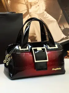 Shiny PU Leather Commuter Bag, Metal Square Buckle, High-Quality Texture, Perfect for Daily Use, Stylish and Durable