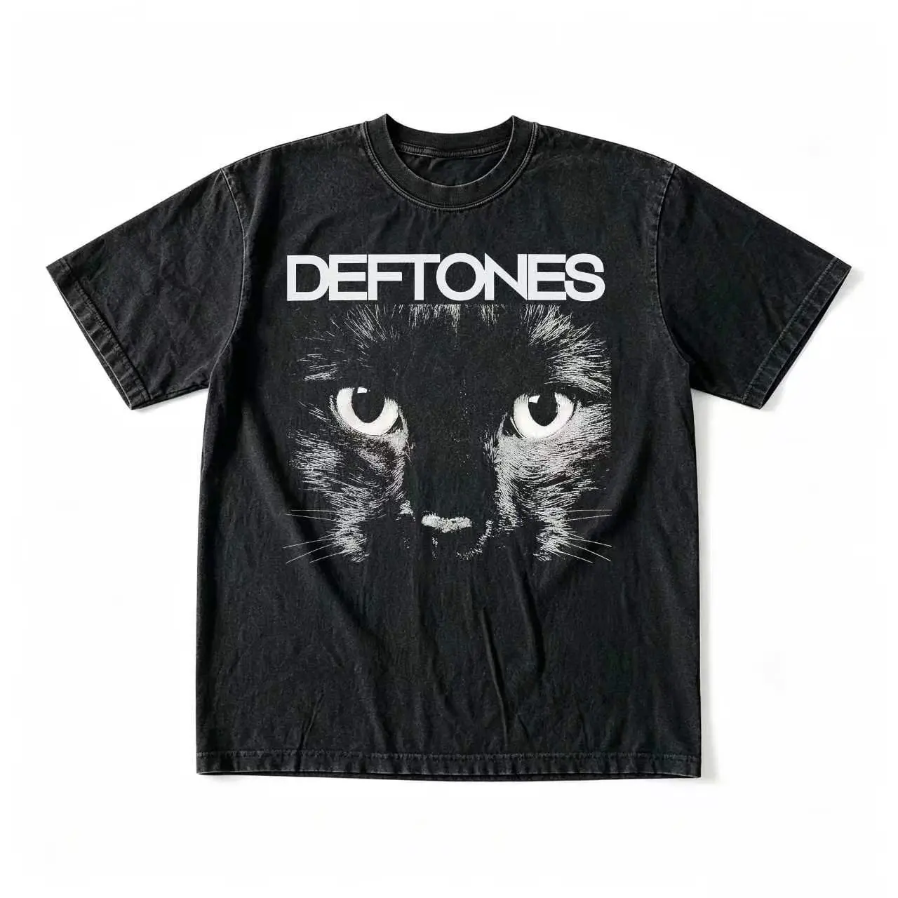 Retro Limited Vintage Black Cat Deftones T-Shirt - Ultimate Rock Band Unisex Oversized Cotton Washed Tee for Gothic Emo Alt Punk Y2K Fans! Grab Your Rock Music Merch 093005 Now093005