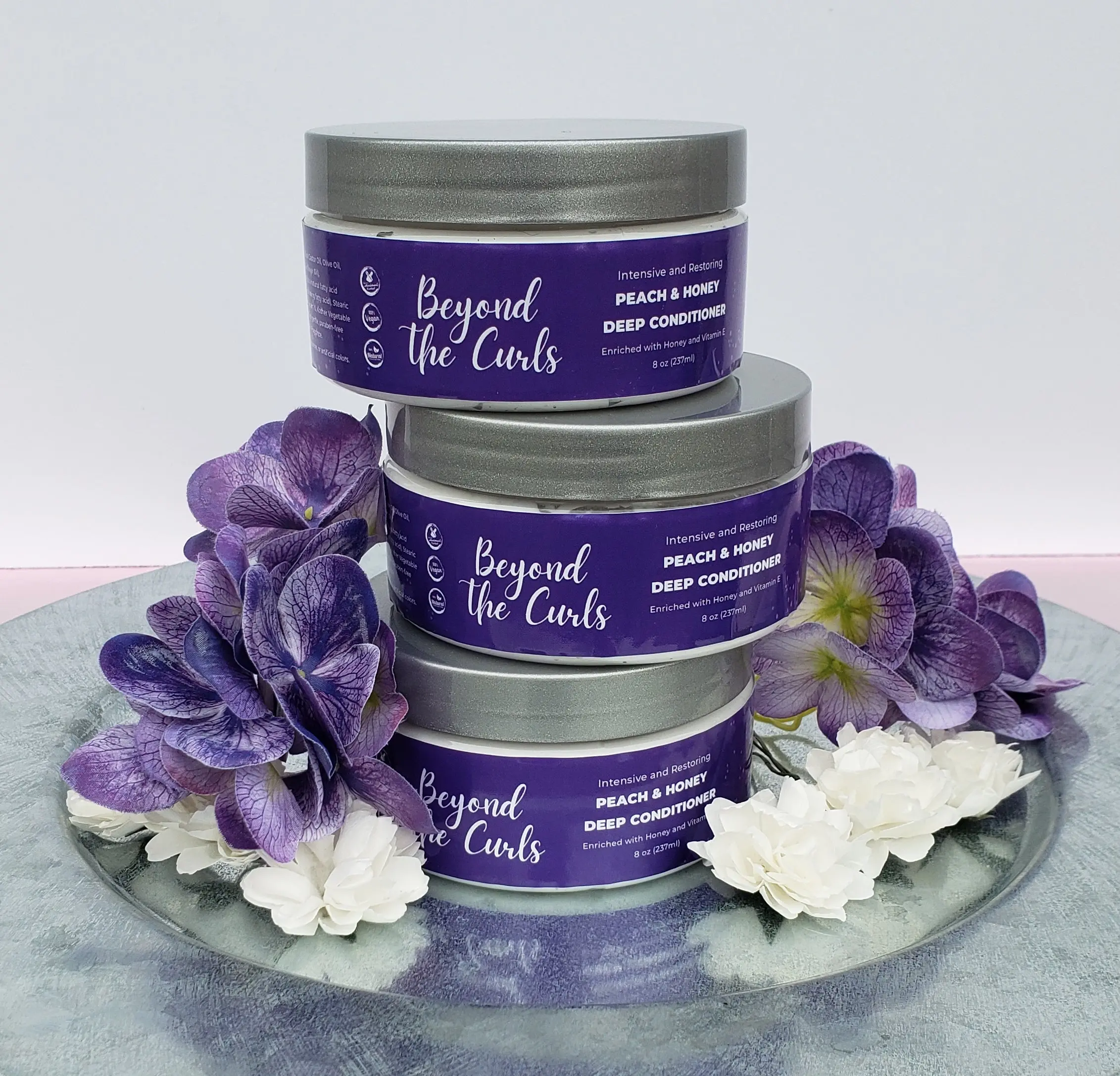 Beyond The Curls Peach & Honey Deep Conditioner - Ultra-Moisturizing Formula with Organic Aloe Vera, Vitamin E & Honey for Healthy Shiny Hair Care