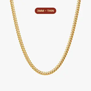 JAXXON Cuban Link Chain 3mm - Gold - Waterproof - Box Clasp