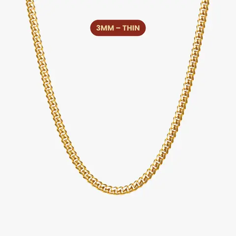 JAXXON Cuban Link Chain 3mm - Gold - Waterproof - Box Clasp