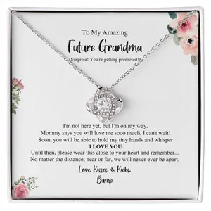 Love Knot Personalized Jewelry Necklace for Women, Adjustable Cable Chain Baby Announcement Gift for Grandparents, Pregnancy Reveal Jewelry with Soft-Touch Packaging, Eternal Love Symbol