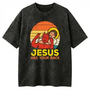 Cotton Jesus Has Your Back Jiu Jitsu Retro Christian Men Women Kids T-Shirt