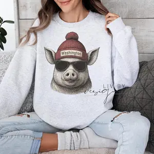 [ Sale off to 50% ] Washington Pig Spirit Animal Sweatshirt | Gildan Heavy Blend Crewneck, Hoodie, Long Sleeve & T-Shirt | Football Game Day Fan Gear